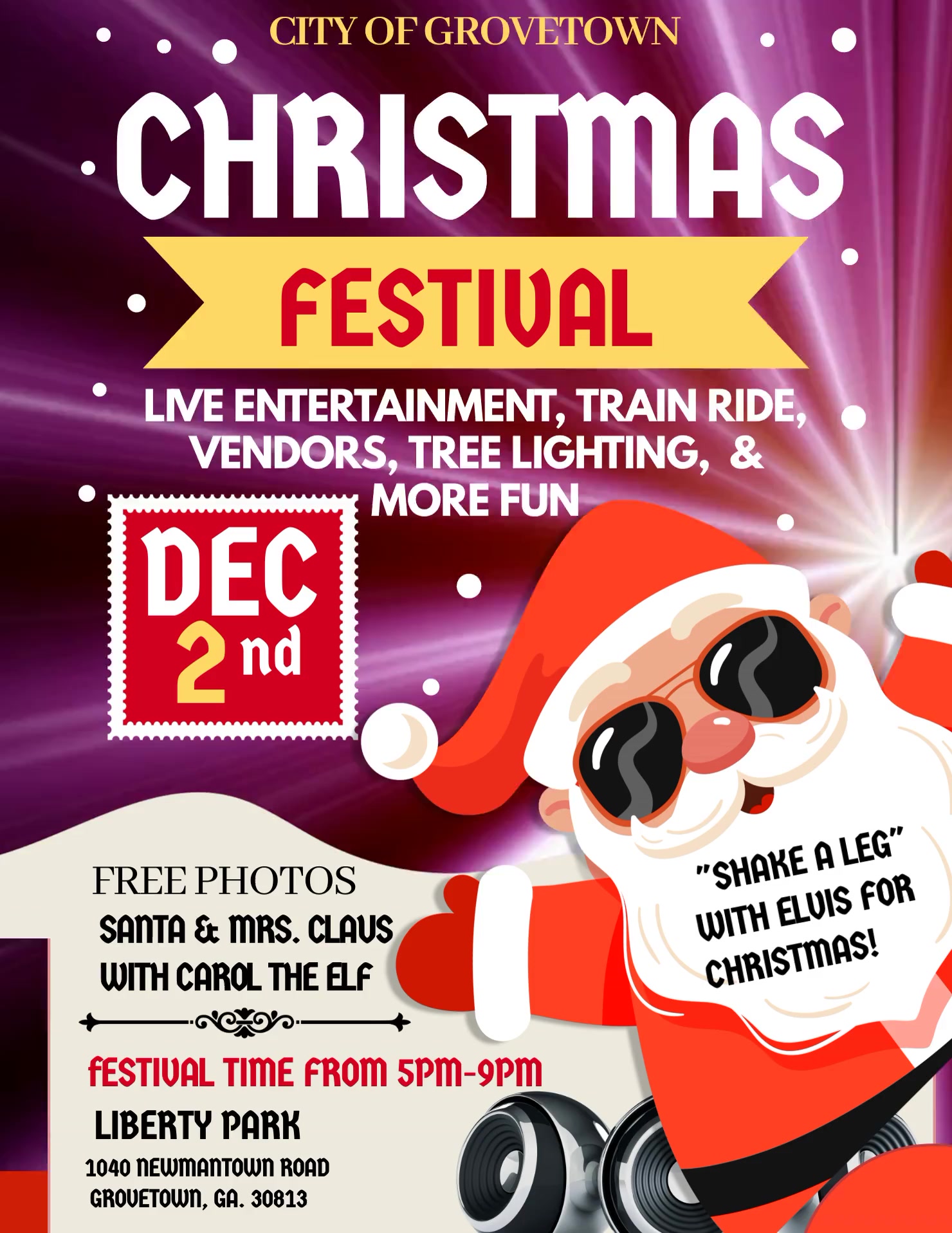 Grovetown Christmas Festival WEATHER UPDATE CSRAKIDS